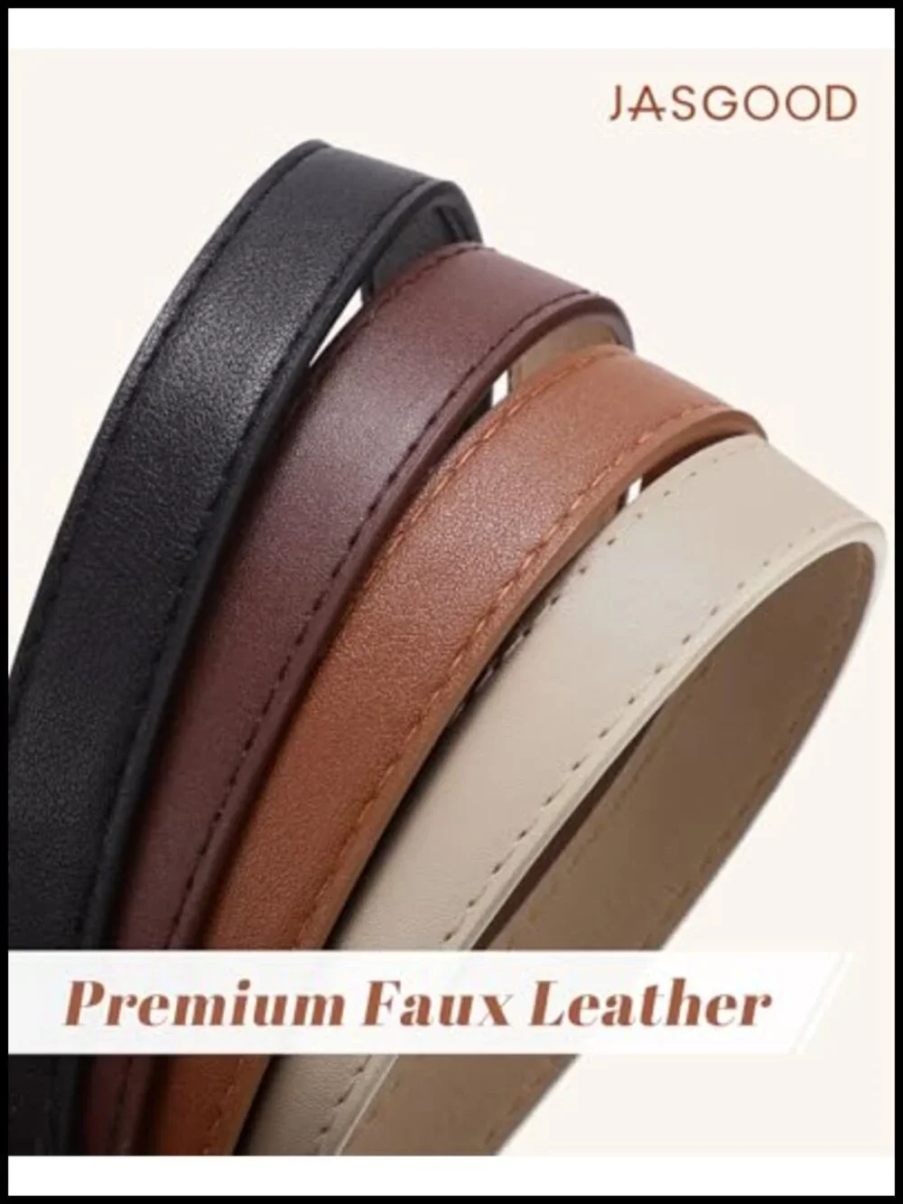 Women Skinny PU Leather Belt Oval Pin Buckle 0.7